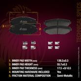 Metrix Premium Front Semi-Metallic Disc Brake Pad Set 93473MS OEM fit spare parts